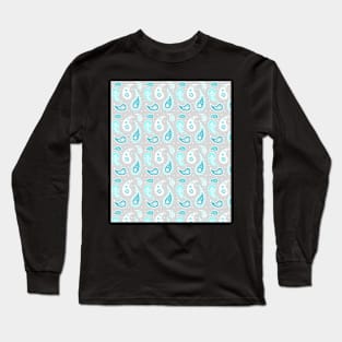 Aqua grey paisley Long Sleeve T-Shirt